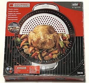 Weber 8838 Poultry Roaster Gourmet Barbecue System Chicken Veggies insert 2 in 1